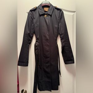 Tory Burch black cotton trench coat